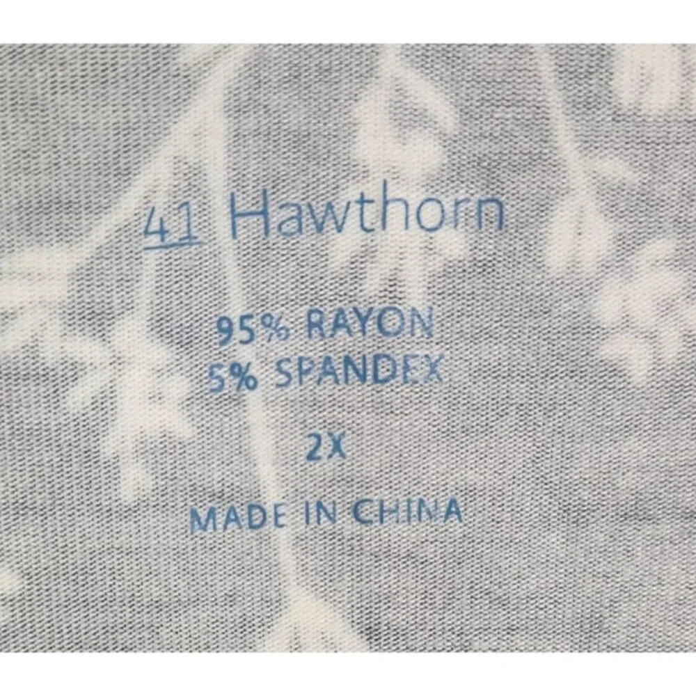 41 Hawthorn Women's Sz. 2X Blue Floral Short Sleeve Dress NWT